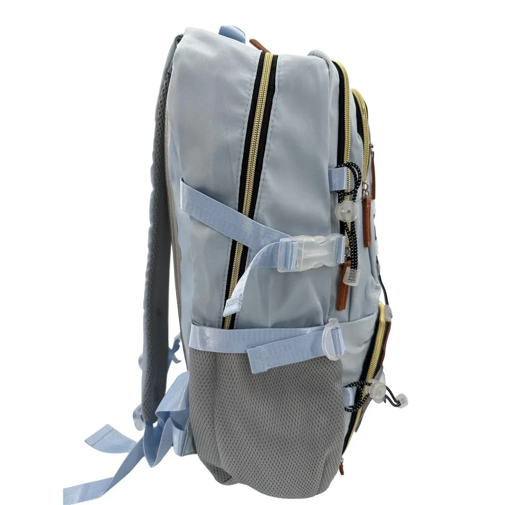 Light Blue Tactical USB Charging Backpack Brown Croc Accents Gold‎ Hardware 1091